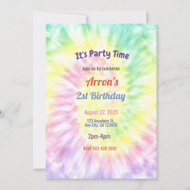 Tie Dye Birthday Party Invitation (Front)