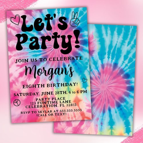 Tie Dye Birthday Party Invitation