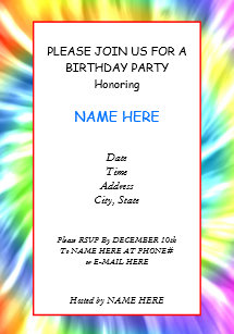 tie dye party invitations zazzle