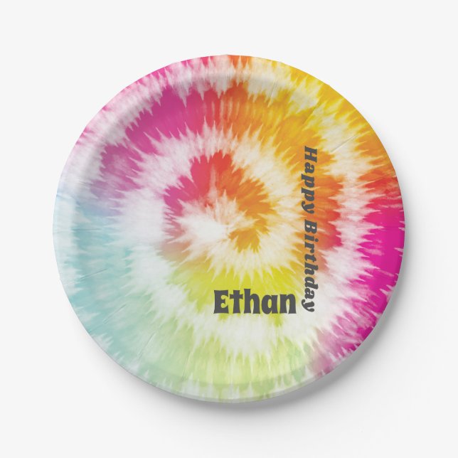 Tie-Dye Birthday Party Paper Plates (Front)
