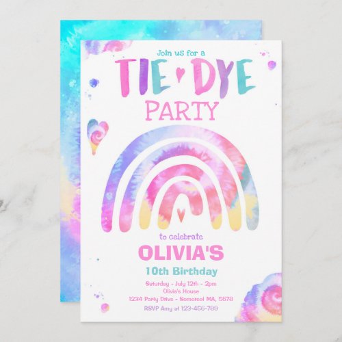 Tie Dye Birthday Party Pastel Tie Dye Hippy Party Invitation