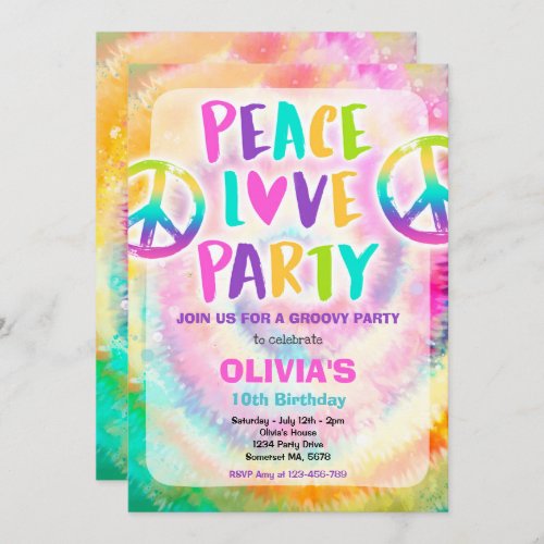 Tie Dye Birthday Party Pastel Tie Dye Hippy Party Invitation