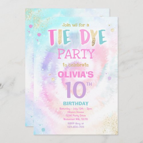 Tie Dye Birthday Party Pastel Tie Dye Hippy Party Invitation