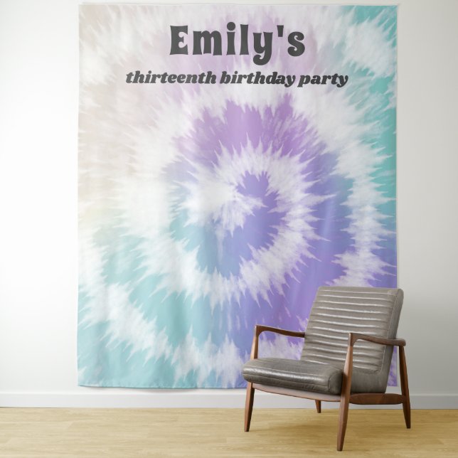 Tie-Dye Birthday Party Rainbow Hippie Backdrop (In Situ)