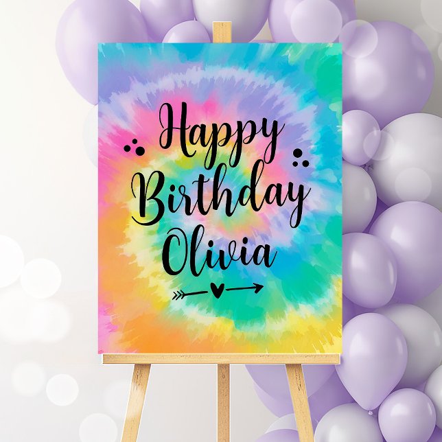 Tie Dye Birthday Party Sign Hippie Rainbow (Creator Uploaded)