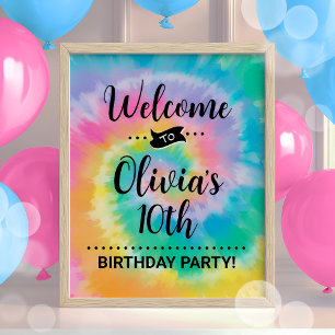 Tie Dye Birthday Party Welcome Sign Retro Hippie