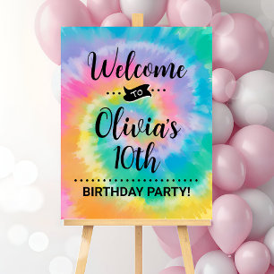 Tie Dye Birthday Party Welcome Sign Retro Hippie