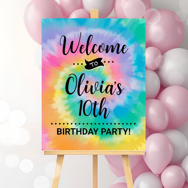 Tie Dye Birthday Party Welcome Sign Retro Hippie (Creator Uploaded)