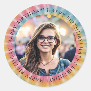 Tie Dye Birthday Photo Envelope Seal Sticker 