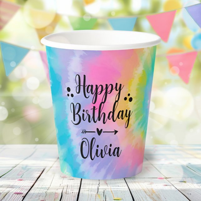 Tie Dye Birthday Retro Paper Cup (Creator Uploaded)