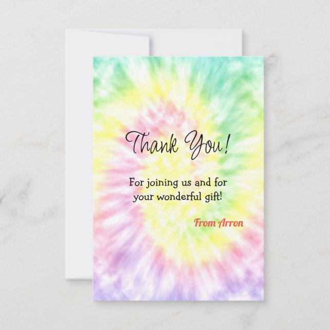 Tie Dye Birthday Thank You Card (Front)
