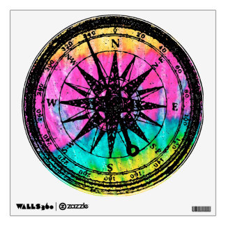Tie dye Black Stamp Compass Wall Sticker