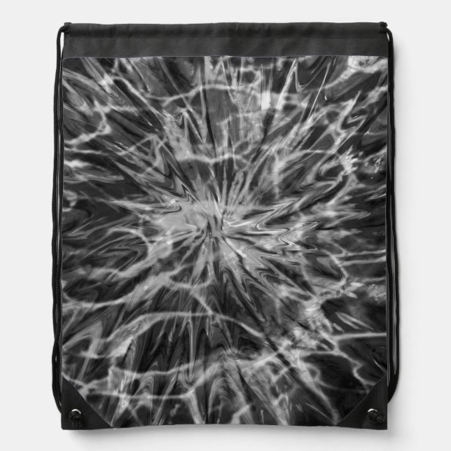 TIE DYE BLACK WHITE  DRAWSTRING BAG (Front)