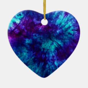 Tie Dye/Blue and Green Ceramic Ornament