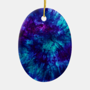Tie Dye/Blue and Green Ceramic Ornament