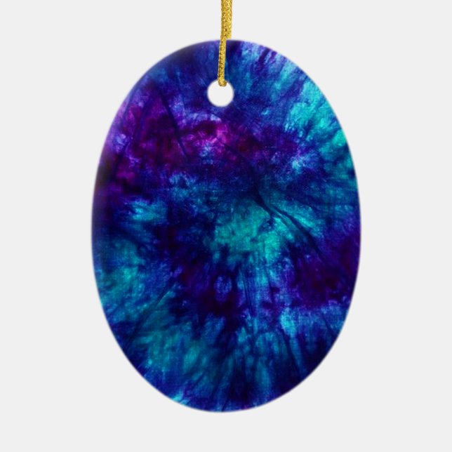 Tie Dye/Blue and Green Ceramic Ornament (Front)