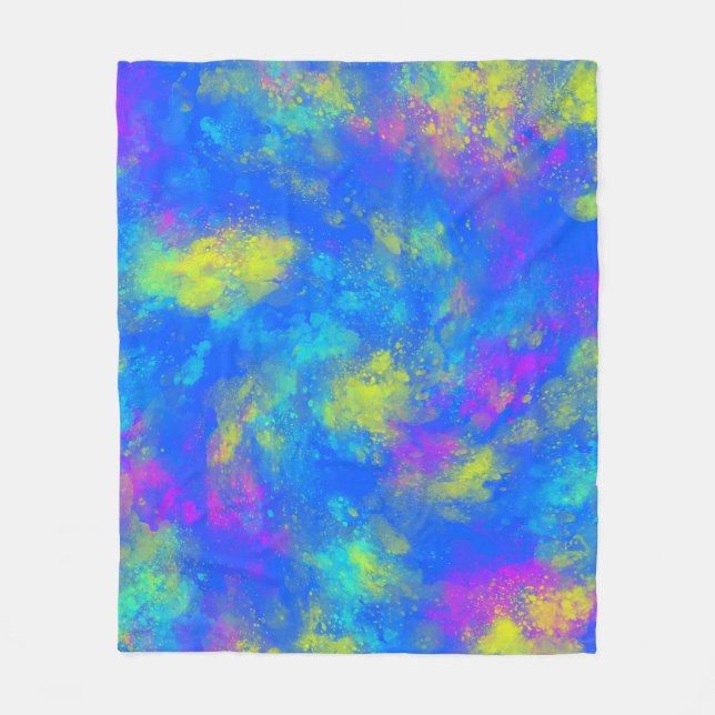 Tie Dye Blue Fleece Blanket (Front)