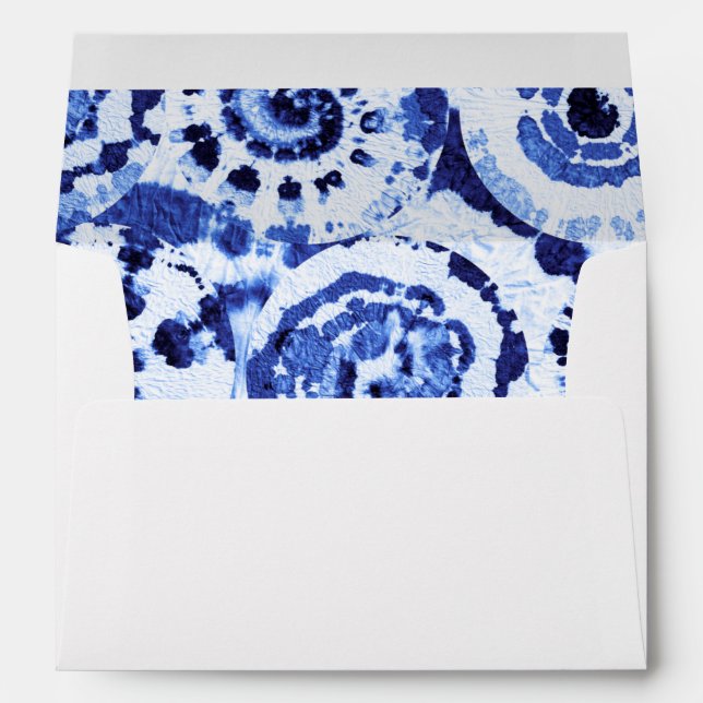 Tie Dye Blue Shibori Art Pattern Envelope (Back (Bottom))