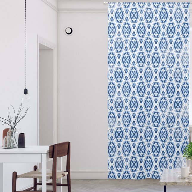 Tie Dye Blue Shibori Pattern Elegant Blackout Curtains (Living Room)