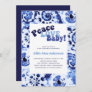 Tie Dye Blue Shibori Peace Love Baby Shower Invitation