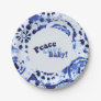Tie Dye Blue Shibori Peace Love Baby Shower Paper Plates