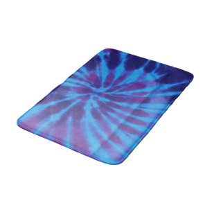Tie Dye Blue Teal Purple Colorful Pattern Hippie Bath Mat