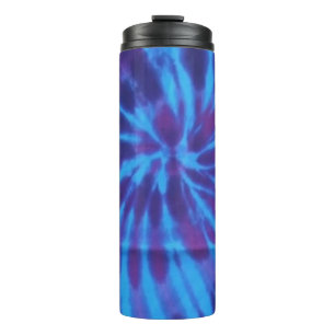 Tie Dye Blue Teal Purple Hippie Boho Psychedelic Thermal Tumbler