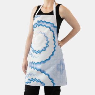 Tie dye Blue white swirl funky retro pattern Apron