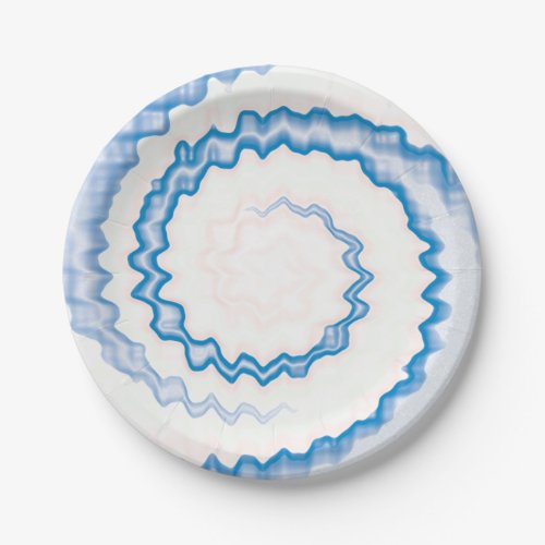 Tie dye Blue white swirl pattern party Paper Plates