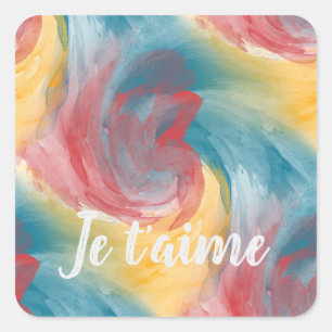Tie-Dye Bold Colors Painterly Watercolor in Love Square Sticker