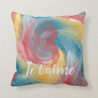 Tie-Dye Bold Colors Painterly Watercolor in Love Throw Pillow