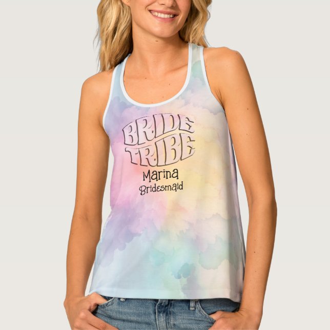Tie Dye Bride Tribe Bridesmaids Bachelorette Party Tank Top (Front)