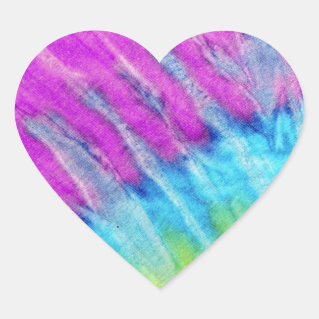 Tie Dye Bright Purple and Teal Heart Sticker (Front)