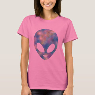 Tie Dye Brushed Pastel Smiling Alien Head T-Shirt