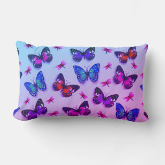 Tie-dye Butterfly Print Lumbar Throw Pillow