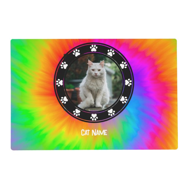 Tie Dye Cat Paw Photo Placemat (Front)
