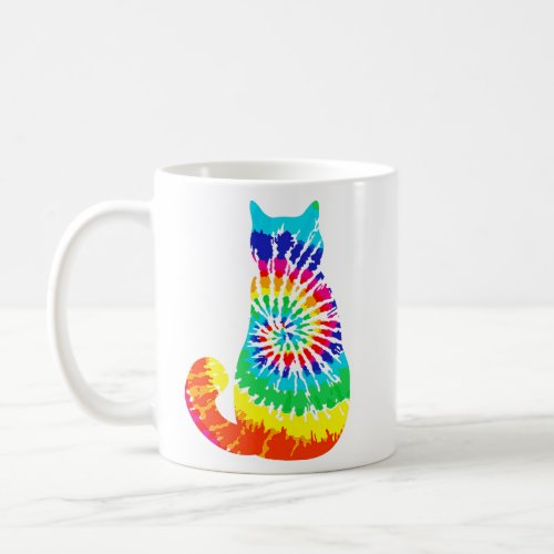 Tie Dye Cat Retro Pattern  Coffee Mug
