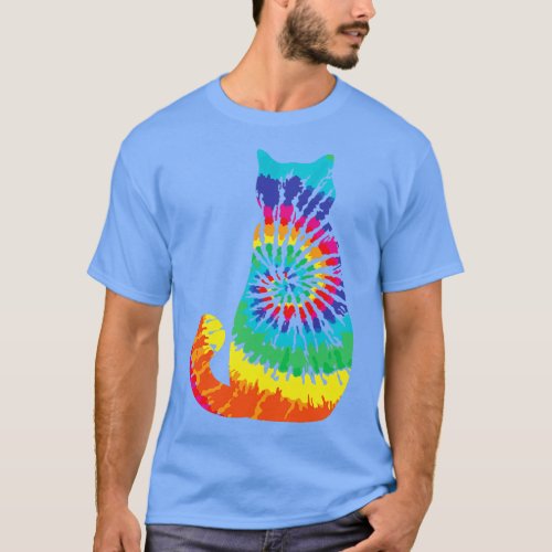 Tie Dye Cat Retro Pattern T_Shirt