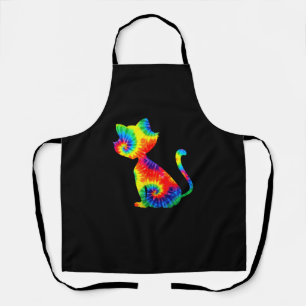 Tie Dye Cat Shirt _ Colorful Tye Dye Kitten_1 Apron