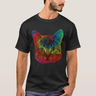 Tie Dye Cat Shirt Colorful Tye Dye Kitten T Shirt