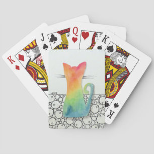 Tie Dye Cat with Bubbles Poker Cards