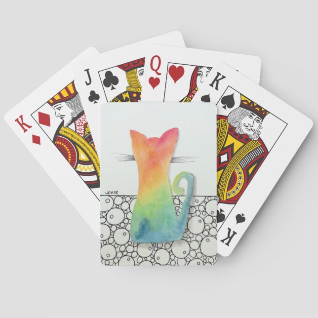 Tie Dye Cat with Bubbles Poker Cards (Back)