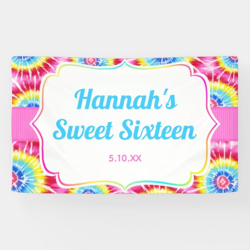 Tie Dye Celebration Personalized Sweet 16 Party Banner