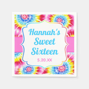 Tie Dye Celebration Personalized Sweet 16 Party Napkins
