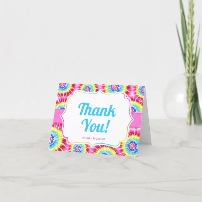 Tie Dye Celebration Personalized Thank You Card | Zazzle