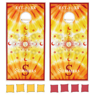 Tie Dye Celestial Starburst Cornhole Set