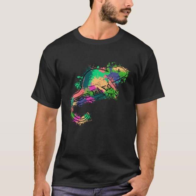 Tie Dye Chameleon Colorful Lizard T-Shirt (Front)
