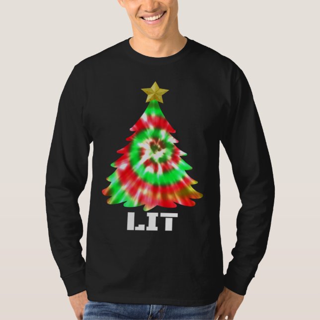 Tie Dye Christmas Tree Kids Boys Girls Teens T-Shirt (Front)