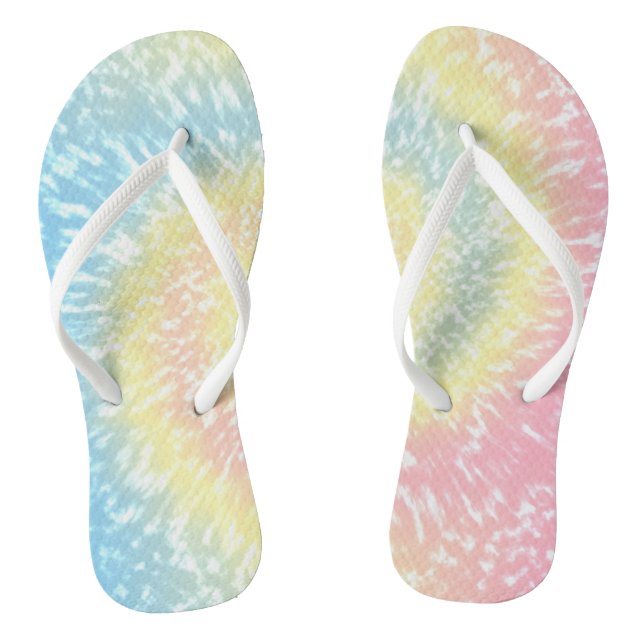 Tie Dye Colorful Batik Hippy Style Flip Flops (Footbed)