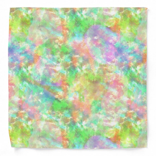 Tie Dye Colorful Boho Retro Hippie Pattern Bandana (Front)